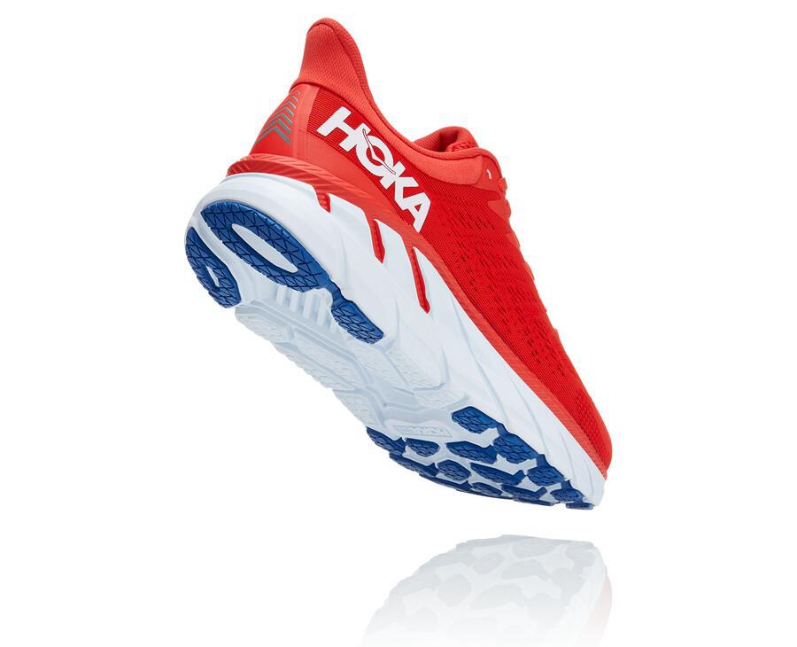 Hoka One One Running Shoes Mens Red/White - Clifton 7 - 34618YMNZ